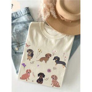 Women Round Neck Long Sleeve Casual Dog Print T-Shirt, Everyday Wear